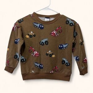 Boys Small Size 6 Little Rebels Construction Truck Print Crewneck Sweatshirt